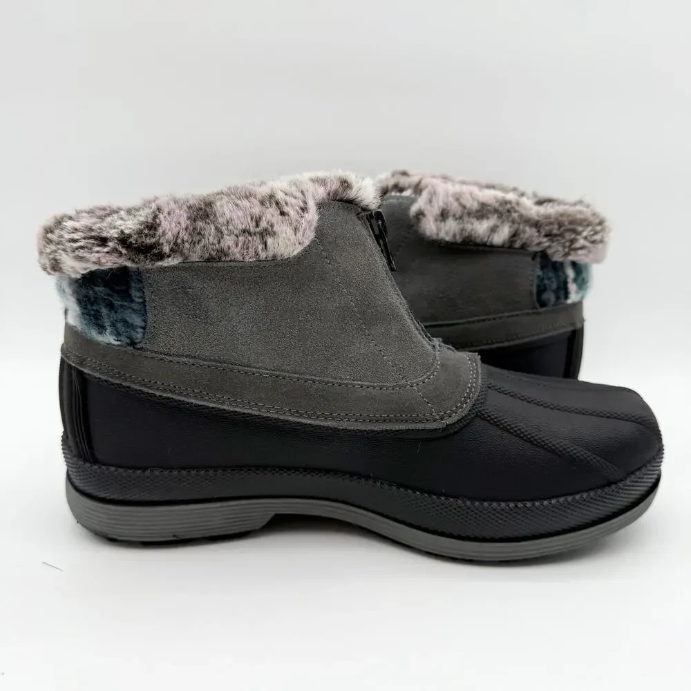 Propet Womens Lumi Ankle Zip Bootie US 8 Extra Wide Grey Water Resistant EUC